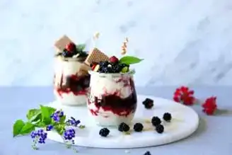 Böğürtlen Soslu Yulaflı Muhallebi Tarifi